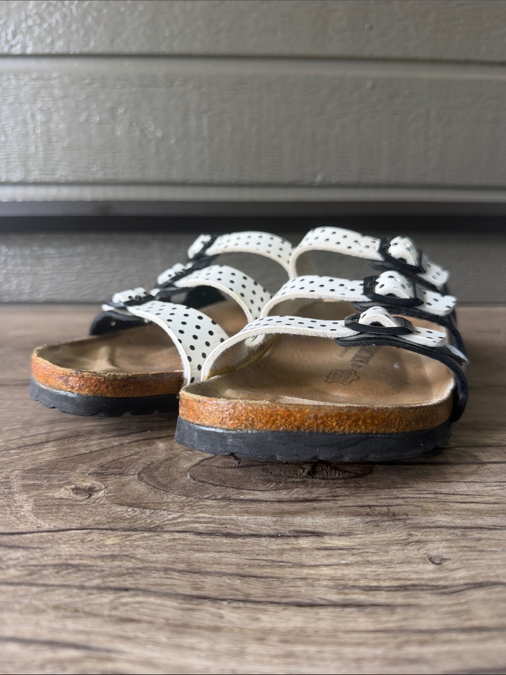Papillo Birkenstock White Polka Dot Triple-Strap Sandals size 40
